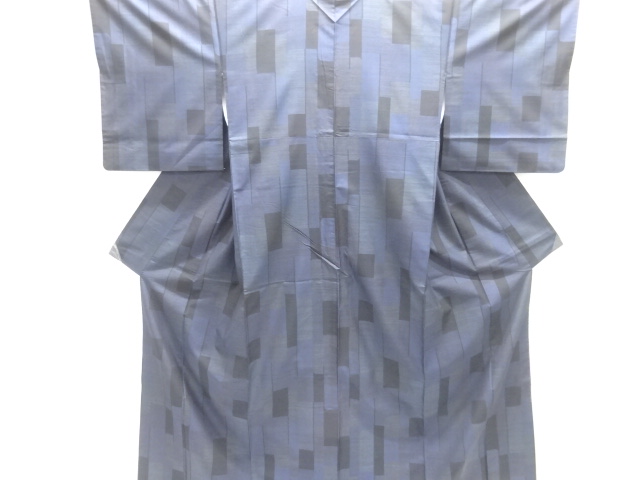 JAPANESE KIMONO / DORO OSHIMA TSUMUGI (7 maruki) / WOVEN GEOMETRIC PATTERN 